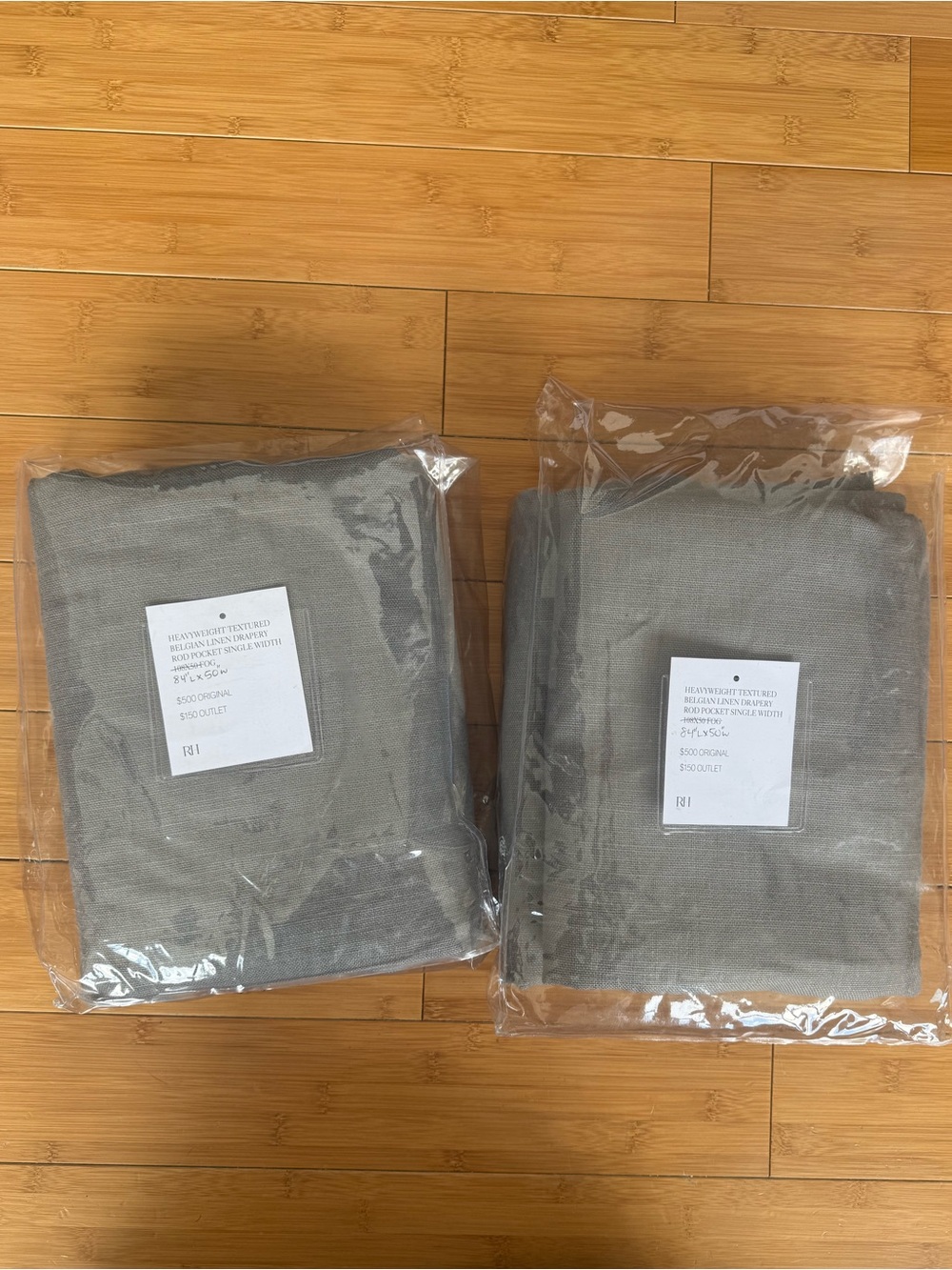 Restoration Hardware Gray Linen-Look Drapery Panels - Set of 2